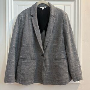 Old Navy Classic Gray Plaid Blazer Jacket - Size Large